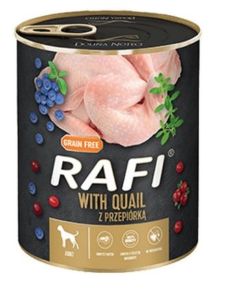 Pełnoporcjowa karma z witaminami dla dorosłych psów - Rafi Przepiórka 800g na Arena.pl
