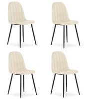 Krzesło tapicerowane PADVA beż jasny welur czarne nogi do jadalni x4