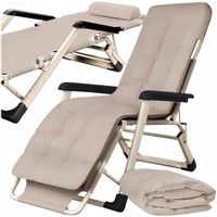 LEŻAK FOTEL OGRODOWY PLAŻOWY SKŁADANY TURYSTYCZNY ZAGŁÓWEK + PODUSZKA