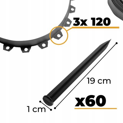 OBRZEŻE OGRODOWE TRAWNIKOWE 30 MB + KOTWY GRATIS BORDER CZARNY 60 MM 3x10M na Arena.pl