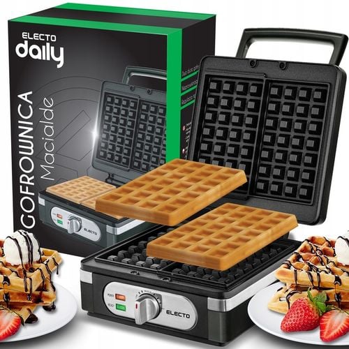 GOFROWNICA ELECTO 2200W Z REGULACJĄ TEMPERATURY 2 DUŻE CHRUPIĄCE GOFRY na Arena.pl