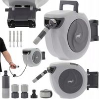 ZWIJACZ NA WĄŻ OGRODOWY BĘBEN NA ŚCIANĘ WĄŻ 35m + 2m AUTOMATYCZNY BĘBEN