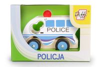 Drewniane auto z oponami Policja D-102 41028