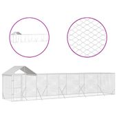 Kojec dla psa, z dachem, srebrny, 10x2x2,5m, stal galwanizowana