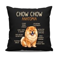 Chow chow - anatomia - czarna poduszka na prezent z pieskiem