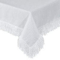 Ekskluzywny obrus z taśmą z frędzelkami gładki JASPER 140X280 biały