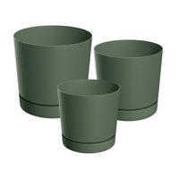 Doniczka okrągła Tubo + podstawka Zestaw 3szt.