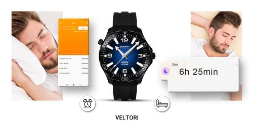 Smartwatch Veltori VT150-1 Czarny Pasek Silikonowy + Czarna Bransoleta na Arena.pl
