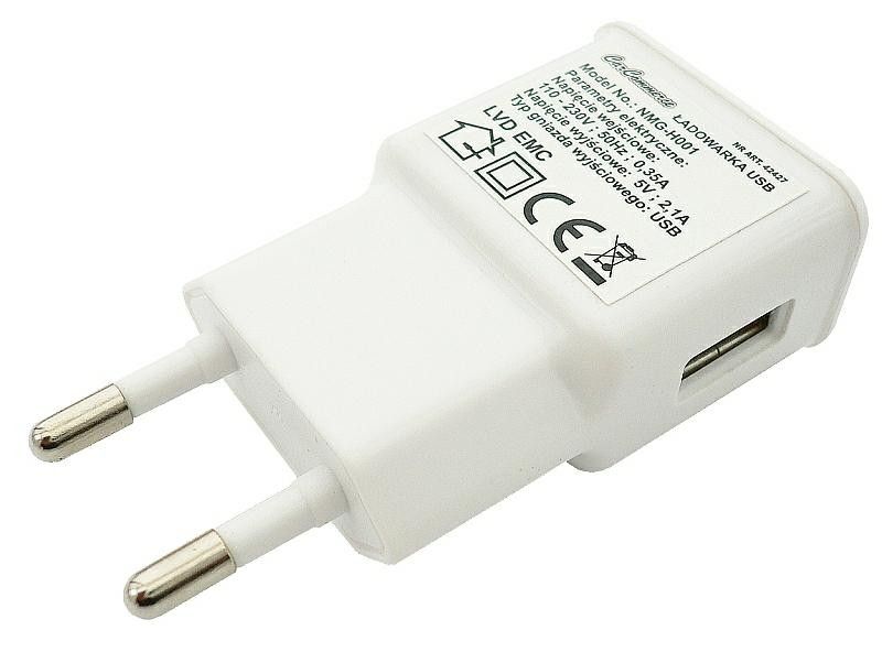 ŁADOWARKA SIECIOWA - USB 2,1A zdjęcie 1