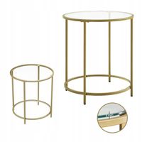 Stolik kawowy mały okrągły SZKŁO hartowane 50 x 50 x 55cm ława ZŁOTY