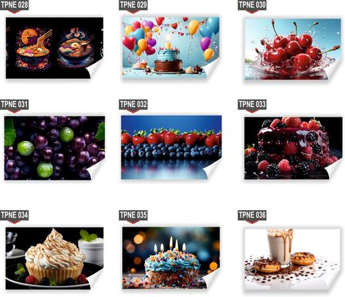 Fototapeta PREMIUM STRUKTURA ZMYWALANA lody otoczone chmurami i cukierkami na Arena.pl