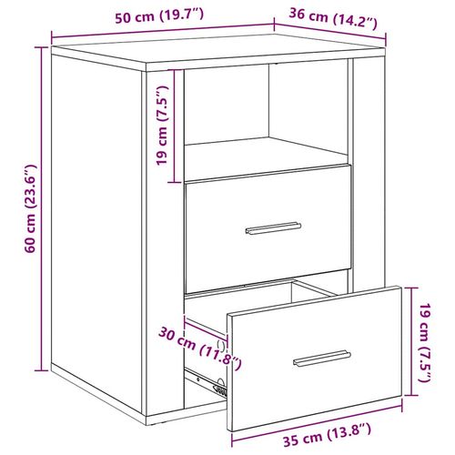 Szafka Nocna Czarny dąb 50 x 36 x 60 cm Materiał drewnopochodny na Arena.pl