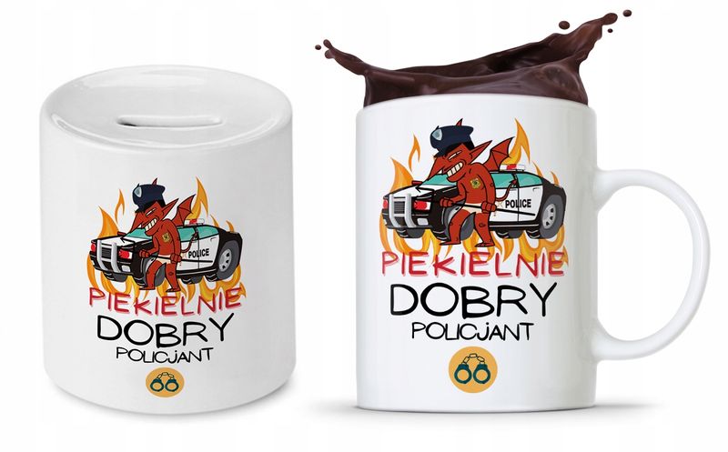 Zestaw Dla Policjanta Prezent Kubek + Skarbonka Z Nadrukiem Ze Zdjęciem zdjęcie 1