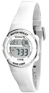 Xonix Mały zegarek wielofunkcyjny, model damski i dziecięcy, alarm, podświetlenie, wodoszczelny 100 m