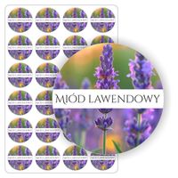 NAKLEJKI etykietki nalepki MIÓD LAWENDOWY przetwory słoik olejki 5 cm