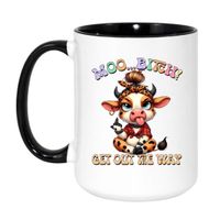 MOO... BITCH! Wzór - Duży Biało-Czarny 450 ml