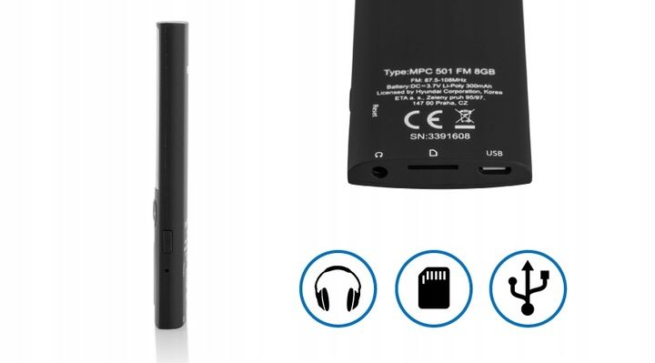 Odtwarzacz MP4 / MP3 8 GB Hyundai microSD MPC501GB8FMB WMA, AMV, JPG zdjęcie 11