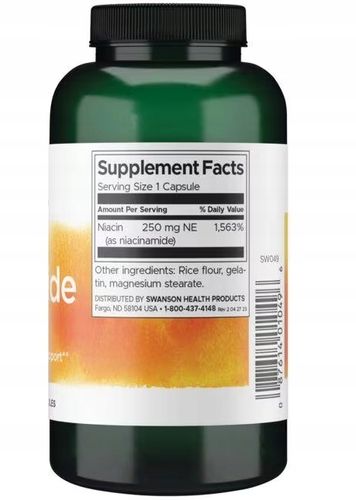 Swanson Niacinamide 250mg 250kaps NIACYNAMID NIACYNA B-3 na Arena.pl
