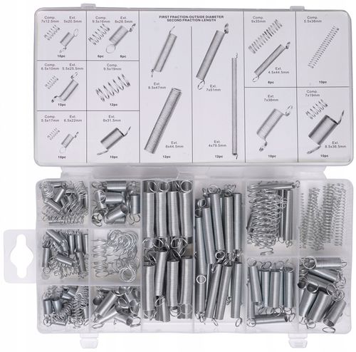 Sprężynki różne rozmiary zestaw 200 szt. mix sprężyn w pudełku na Arena.pl