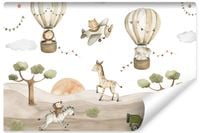 Fototapeta Dziecięca SAFARI Dzikie Zwierzęta Balony Boho 450cm x 300cm