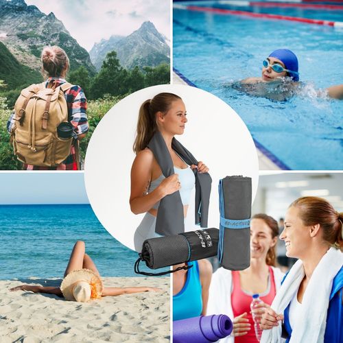 Ręcznik Szybkoschnący Z Mikrofibry 130X80Cm Szaro-Niebieski na Arena.pl