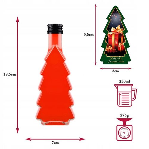 5x Butelki CHOINKA 250ml ZDOBIONA ŚWIĄTECZNA butelki na święta prezent na Arena.pl