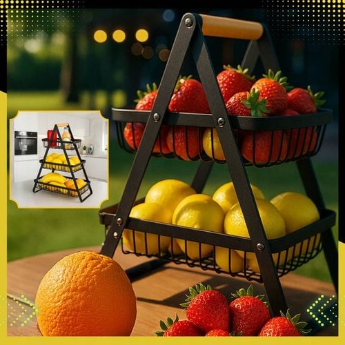 KOSZ NA OWOCE Koszyk na Warzywa Stojak Piętrowy Czarny 3 Poziomy na Arena.pl