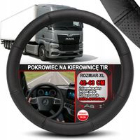 NAKŁADKA NA KIEROWNICĘ TIR PÓŁPERFOROWANY POKROWIEC CZARNA SKÓRA 42-43 CM