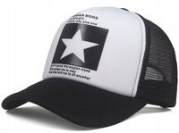 Czarna Czapka bejsbolowa z daszkiem Gwiazda  KR39_Biały