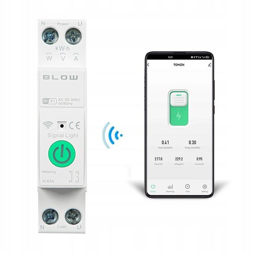 PRZEKAŹNIK WiFi Z POMIAREM PRĄDU MOCY NA SZYNĘ DIN TUYA SMART WIFI na Arena.pl