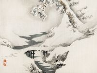 Plakat 40x30cm Snowscape,  Kōno Bairei Japoński Vintage do Salonu