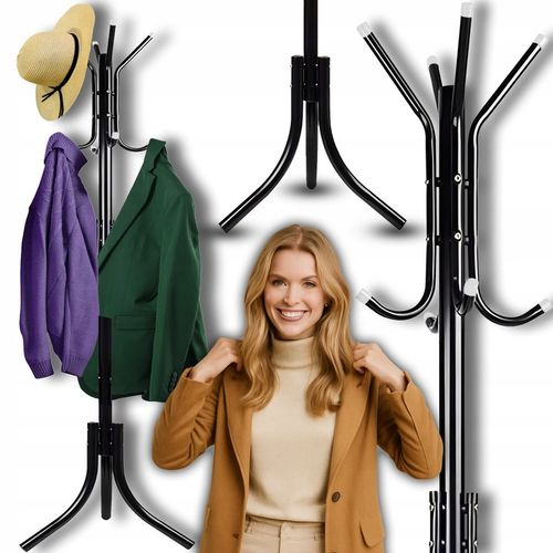 WIESZAK PODŁOGOWY STOJĄCY STOJAK LOFT NA UBRANIA KURTKI 12 RAMION 3 na Arena.pl