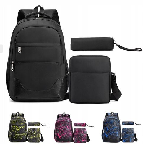 Bivacc Pojemny plecak szkolny młodzieżowy czarny zestaw 3 szt Bivacc na Arena.pl