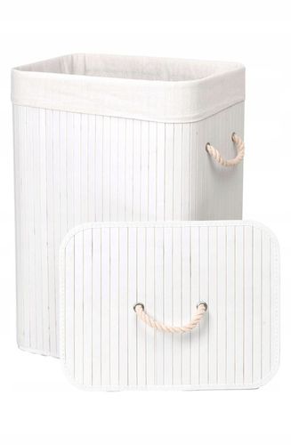 KOSZ BAMBUSOWY NA PRANIE BIELIZNĘ BIAŁY POJEMNIK ŁAZIENKOWY ORGANIZER 80L na Arena.pl