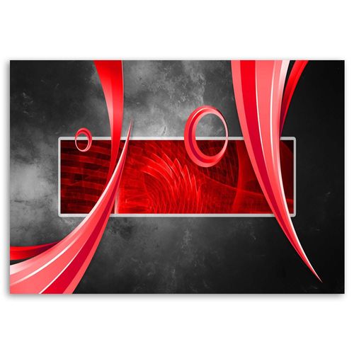 OBRAZ NA PŁÓTNIE Abstrakcja Czerwona Szary 60x40 na Arena.pl