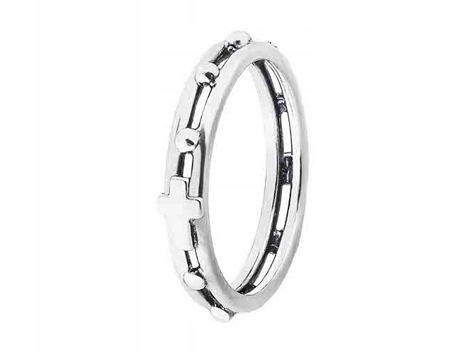 Srebrny Pierścionek Różaniec na Palec Dziesiątka Różańca Srebro 925 Krzyżyk zdjęcie 1