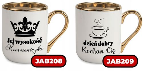 Kubek Elegant Biały Ucho Rant złoty PREZENT DLA SUPER SZEFOWA MiX WZORÓW na Arena.pl