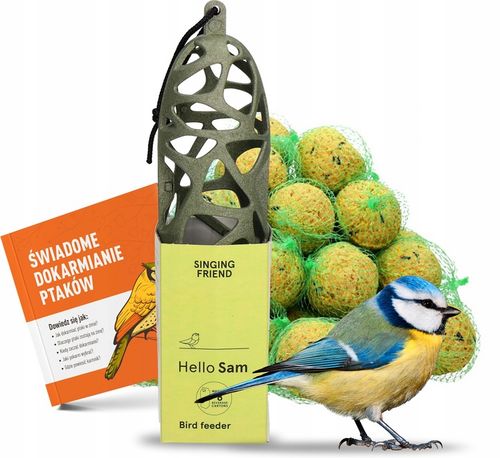 KARMNIK DLA PTAKÓW HELLO SAM SINGING FRIEND + KULE BILE TŁUSZCZOWE 15 na Arena.pl