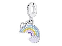 Rodowany srebrny wiszący charms pandora tęcza rainbow srebro 925 QS0049