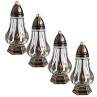 4x ZNICZ SZKLANY Z WKŁADEM DLA MAMY TATY 31cm CZARNY ZŁOTY zestaw zniczy