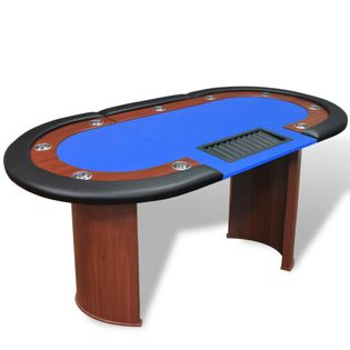 Stół Do Pokera Dla 10 Graczy Z Tacą Na Żetony, Niebieski