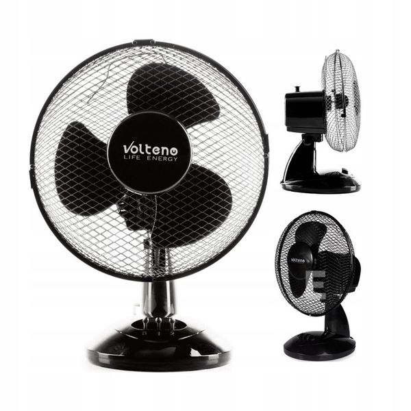 WENTYLATOR BIURKOWY STOŁOWY STOJĄCY CICHY 22cm CYRKULATOR CZARNY 2 TRYBY zdjęcie 3