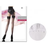 Pończochy samonośne ze szwem koronka Fiore White 3