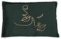 Poduszka prostokątna zielona welurowa ze złotym wzorem