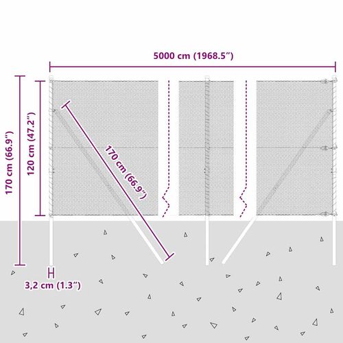 Ogrodzenie z słupkami Srebrny 1.2 x 50 m Stal pokryta PCV na Arena.pl