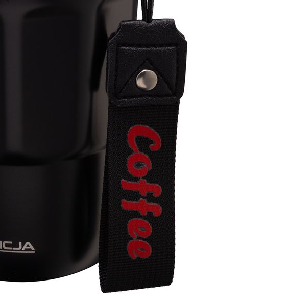 Kubek termiczny bidon COFFEE 350 ml stal nierdzewna 18/10 tworzywo czarny zdjęcie 4