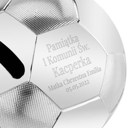 Skarbonka Piłka Posrebrzana z Grawerem Komunia Pamiątka Komunii dla Chłopca na Arena.pl