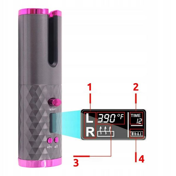 Lokówka automatyczna BEZPRZEWODOWA do włosów loków STYLIZACJI obrotowa LCD zdjęcie 5