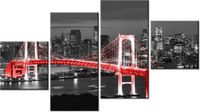 90CM 160 OBRAZ 4 ELEM TOKYO MOST TĘCZOWY CZERWIENI ŚCIENNY