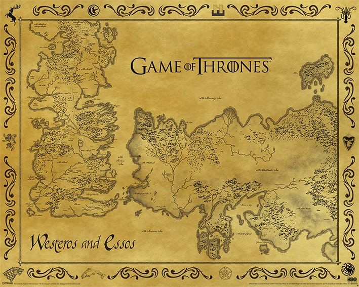 Gra o Tron Mapa Westeros i Essos - plakat 50x40 cm zdjęcie 1